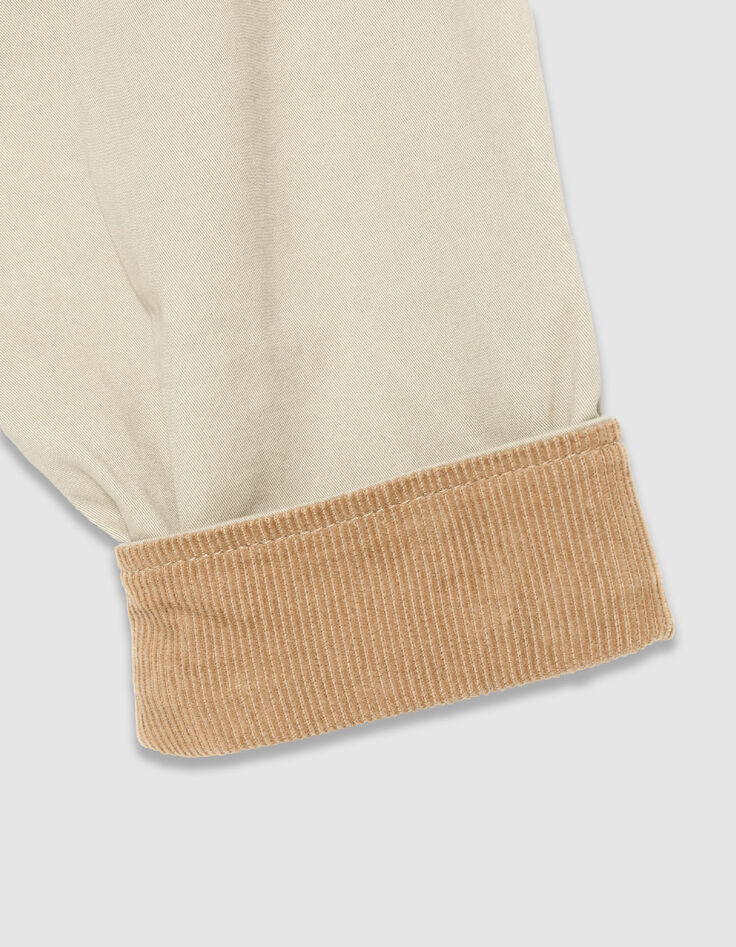 Women's oversized beige jacket with velour details-8