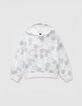 Girls’ white hoodie with silver all-over SMILEYWORLD print-1