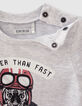 Camiseta gris algodón ecológico tigre motorista bebé niño-4