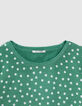 Tee-shirt vert lurex motif pois Femme-5