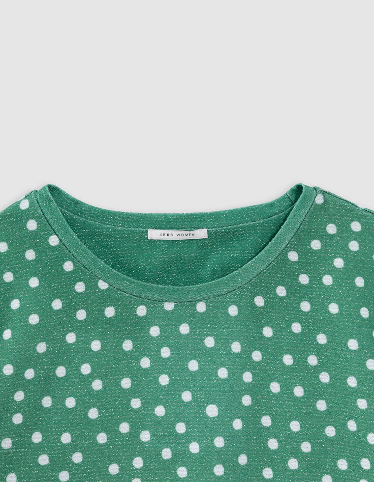 Tee-shirt vert lurex motif pois Femme-5