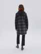 Manteau long à capuche gris à motif carreaux femme-2
