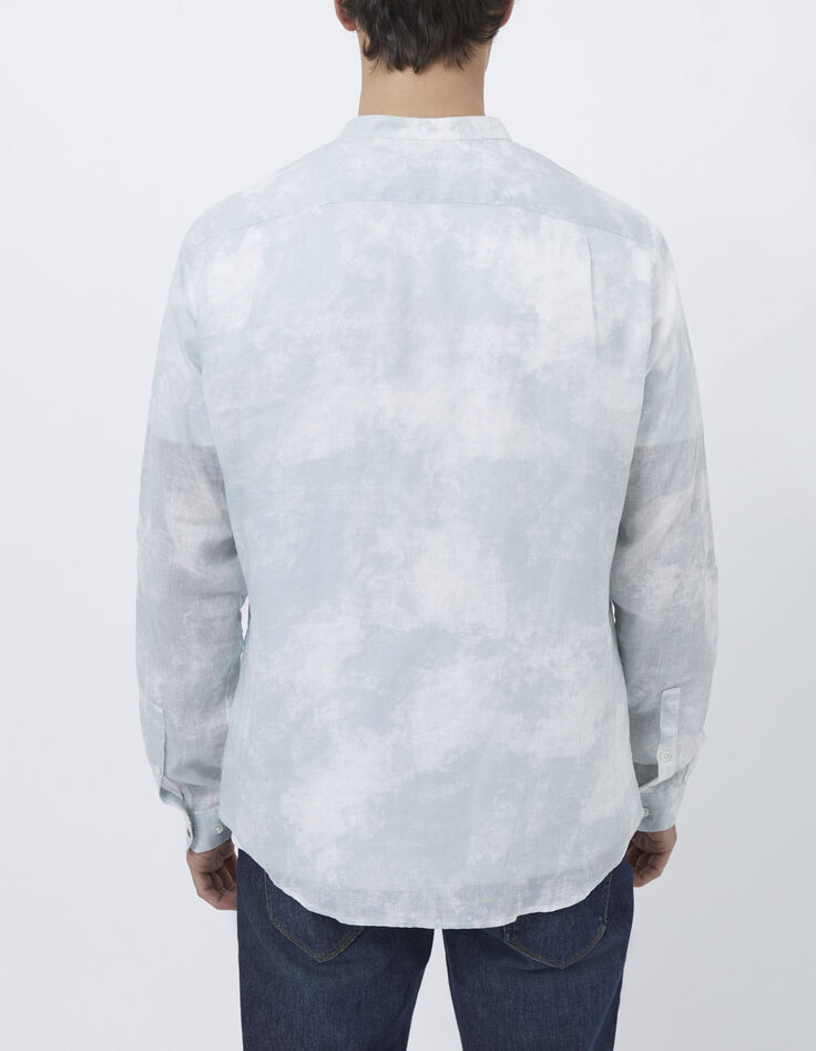 Chemise SLIM vert d'eau imprimé tie and dye Homme-3