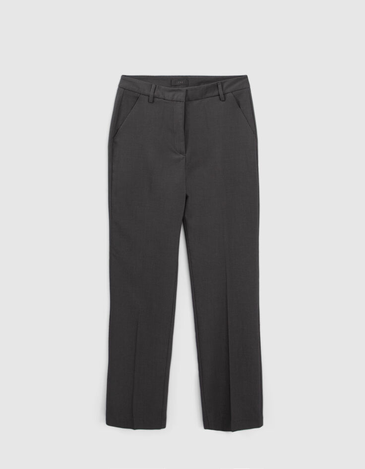 Women’s black semi-plain jacquard straight suit trousers-8