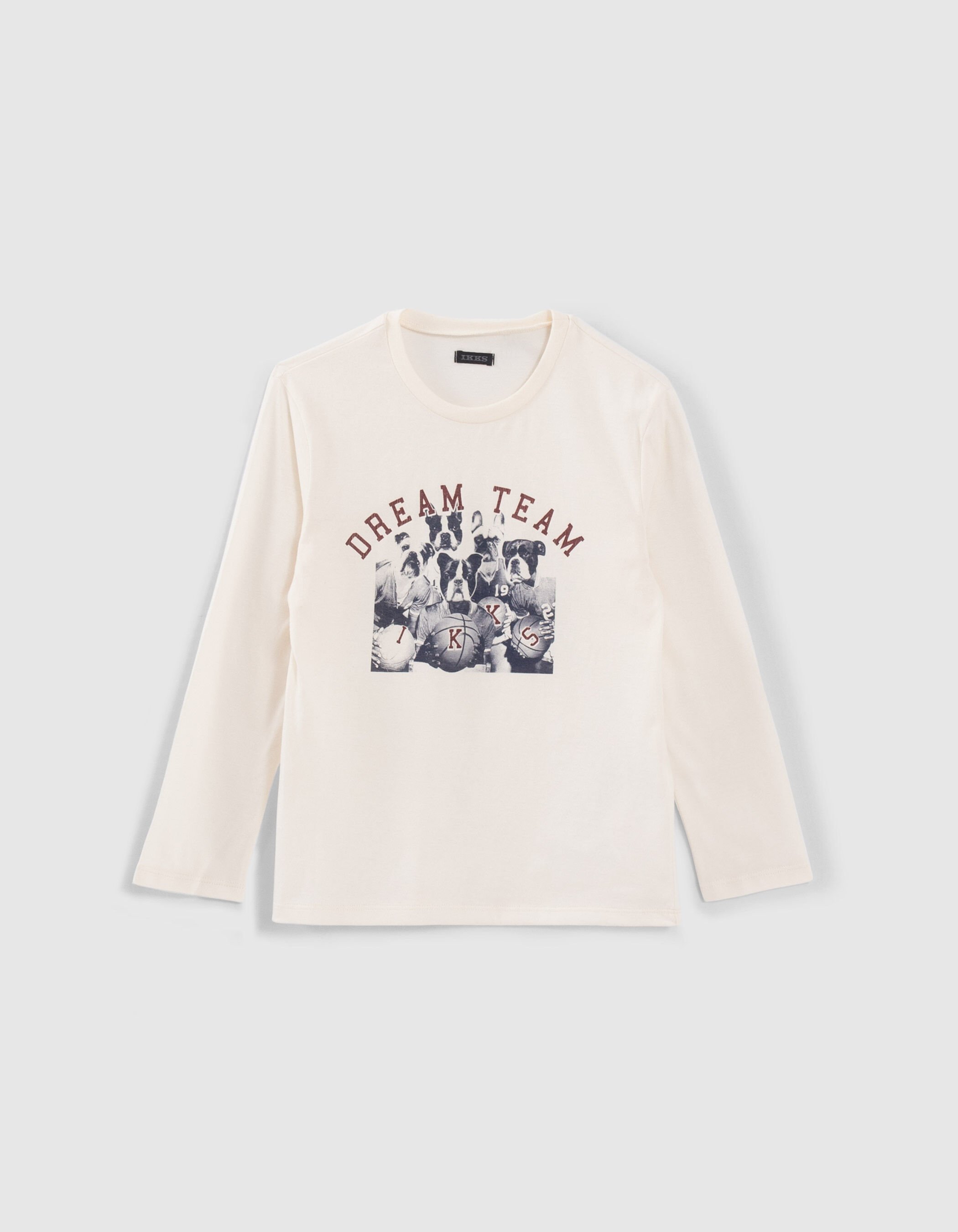 Boys ecru T shirt with American college basketball team IKKS