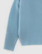 Pull bleu tricot côtelé fille-4
