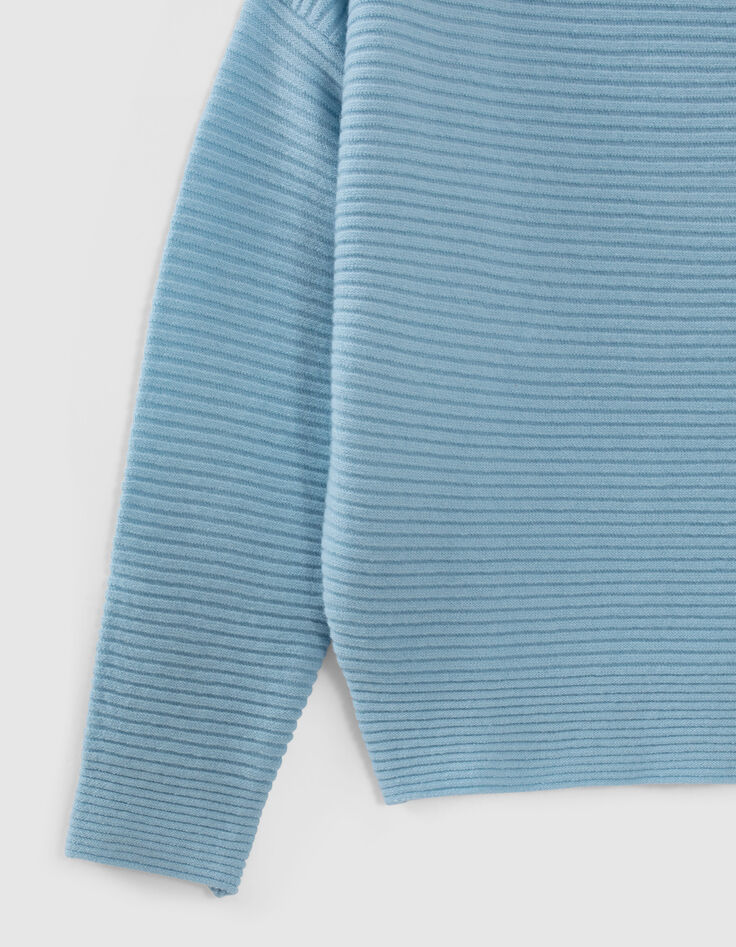 Pull bleu tricot côtelé fille-4 Pull bleu tricot côtelé fille-4