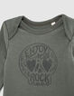 Baby’s light khaki skull graphic organic cotton bodysuit-3