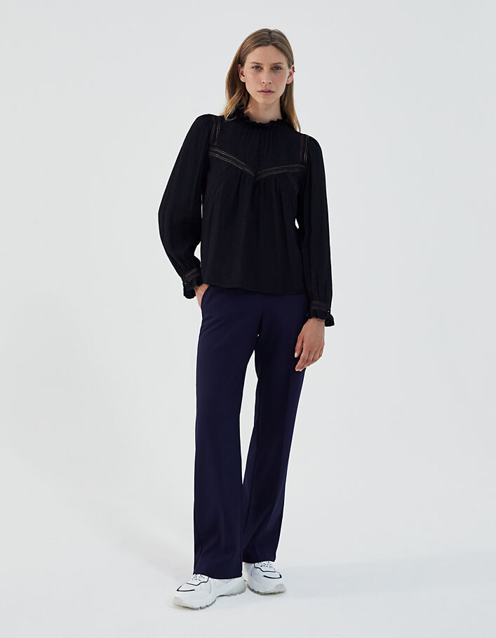 Damesblouse in viscose jacquard dierenmotief kant-6