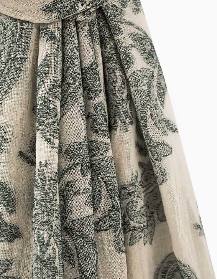 Petrolblauer Herrenschal mit Paisley-Jacquard-3