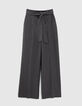 Pantalon large anthracite pailleté taille haute Femme-6