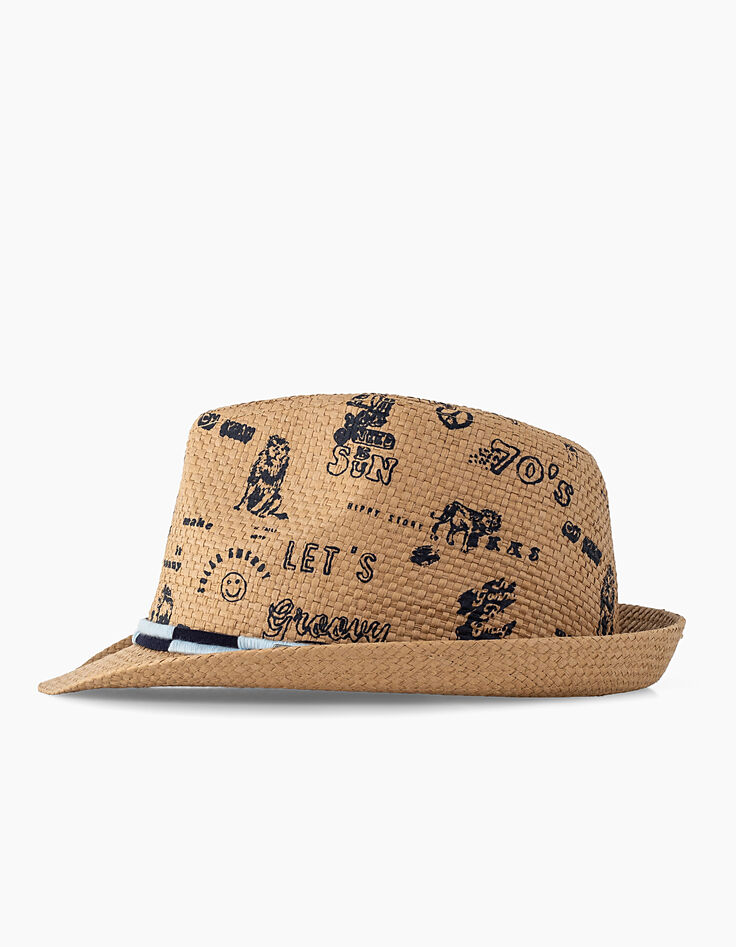 Chapeau jaune clair imprimé garçon -3