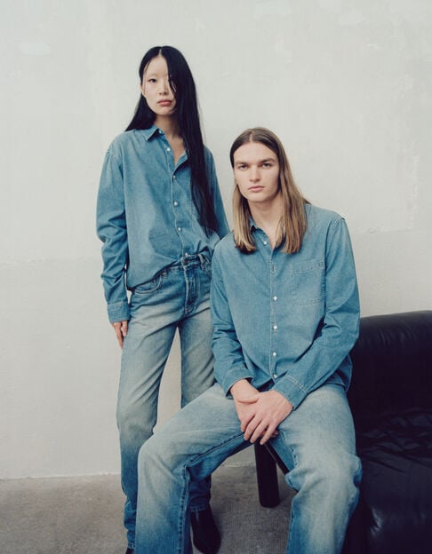 Gender Free-Overhemd in WATERLESS jeans Uniseks - IKKS