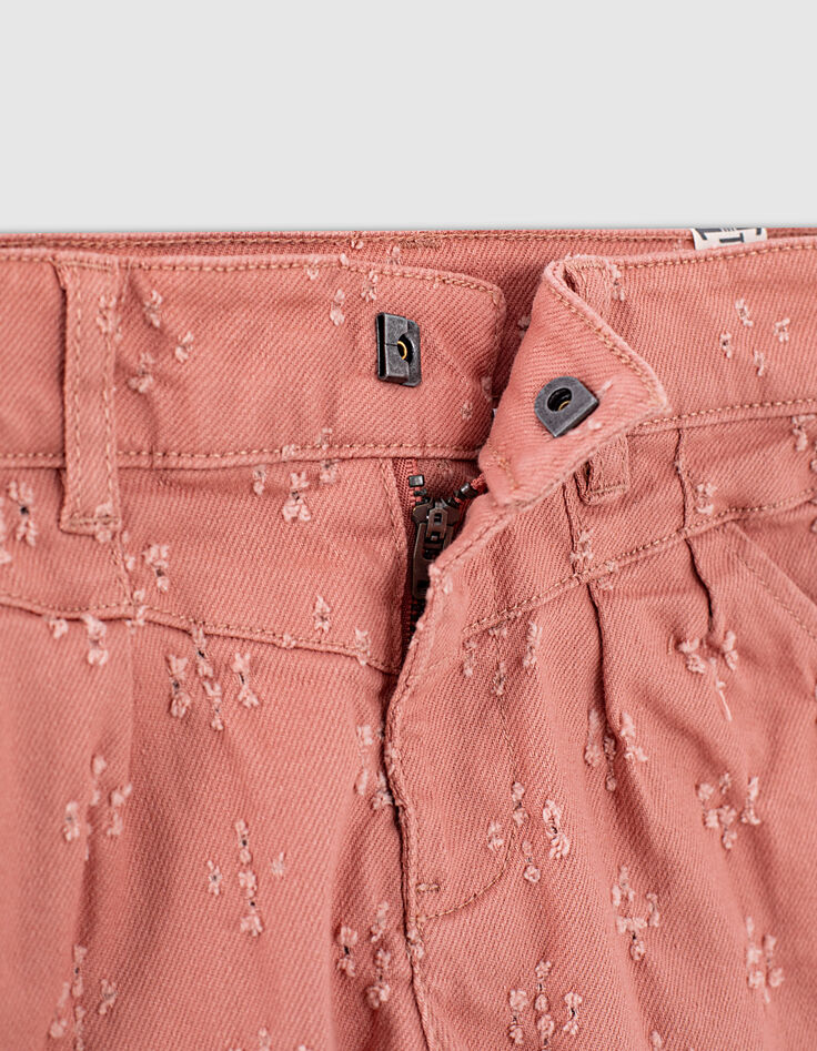 Shorts vaqueros rosa empolvado efecto used para ni&ntilde;a-5