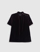 Women’s baroque print velvet funnel neck top-4