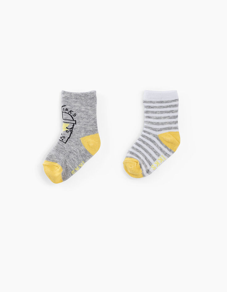 Calcetines grises y amarillos bebé niño -2