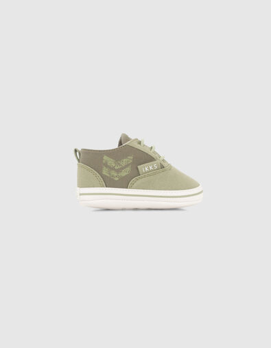 Baby boys' khaki mixed-fabric canvas trainers - IKKS