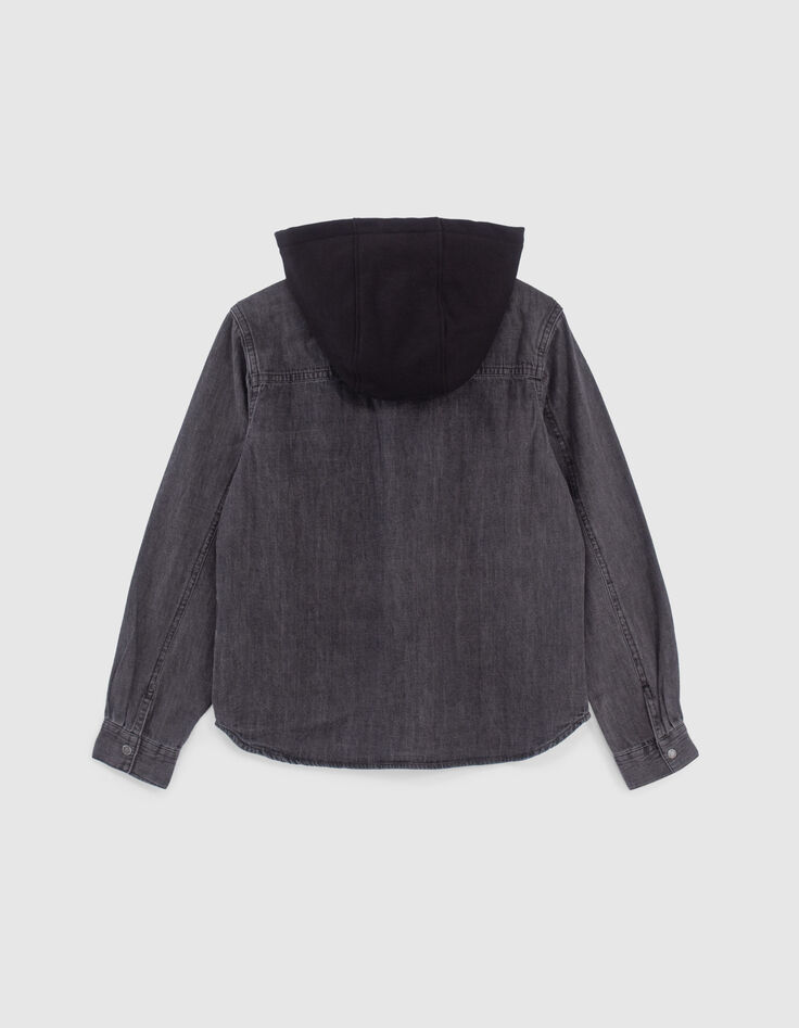 Medium grey jeanshemd afneembare kap jongens -4