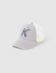 Gorra gris, blanco y amarillo niño-1