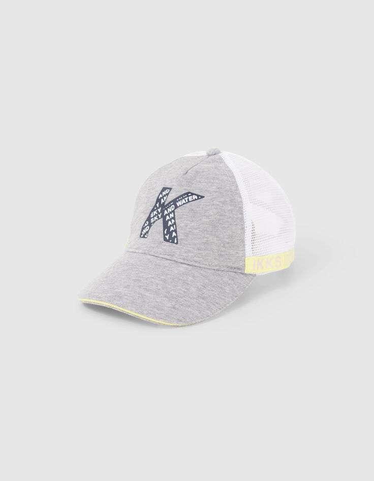 Gorra gris, blanco y amarillo niño-1