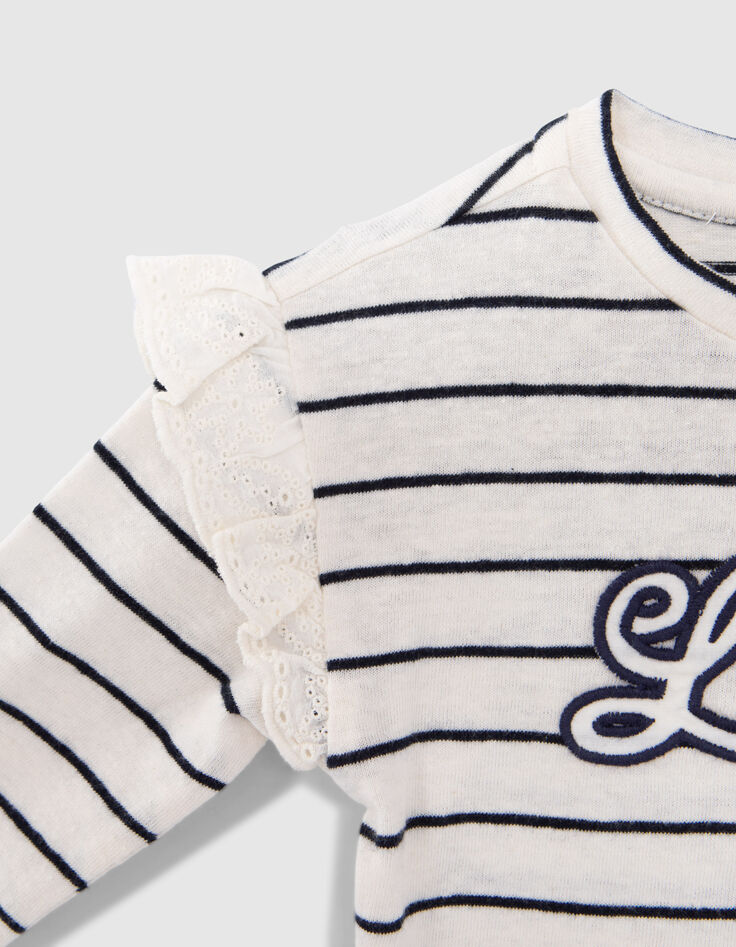 T-shirt marini&egrave;re &eacute;cru message brod&eacute; b&eacute;b&eacute; fille-6