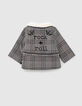 Manteau noir motif prince-de-galles brodé dos bébé fille-4
