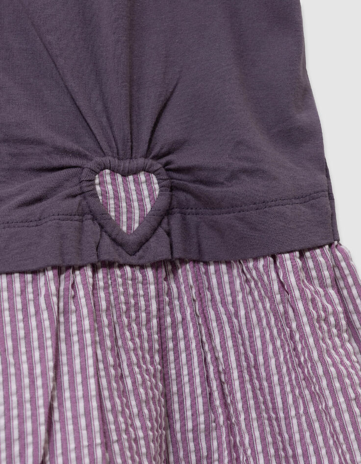 Vestido para ni&ntilde;a en trampantojo bimateria ciruela-5