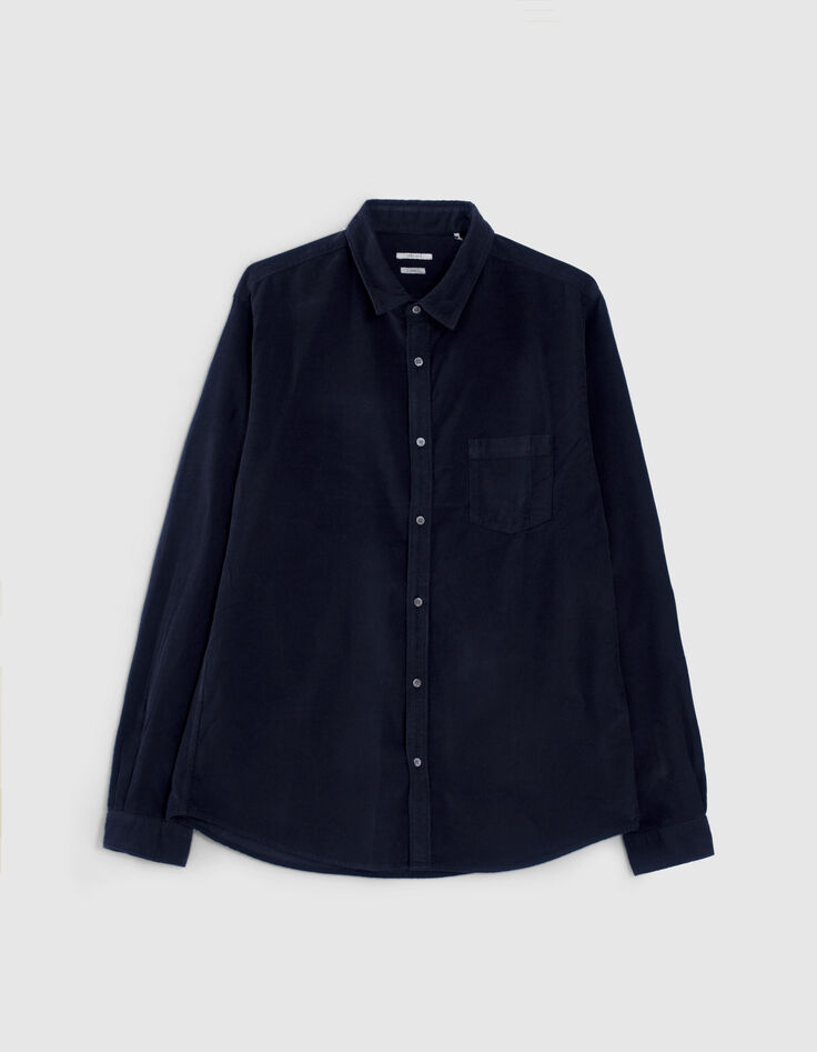 Chemise REGULAR marine en velours milleraies Homme-6