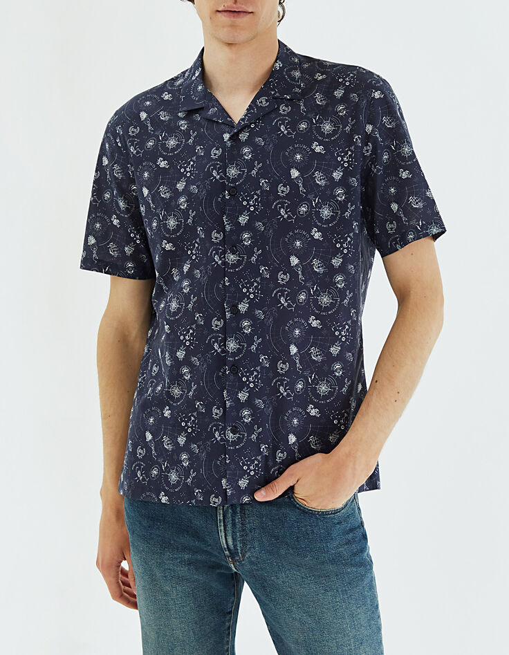 Camisa REGULAR marino estampado tattoos Hombre-1