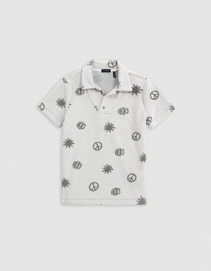 Polo kaki éponge motifs peace and love garçon-2