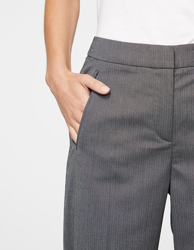 Pantalon tailleur taille basse coupe large fil à fil femme-3 Pantalon tailleur taille basse coupe large fil à fil femme-3