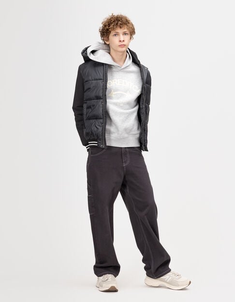 Schwarze Jungensteppjacke aus Mischgewebe - IKKS