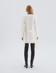 Women’s ecru knit belted cardigan with slogans on sleeves-2