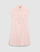 Women's pink striped midi shirt dress-6
