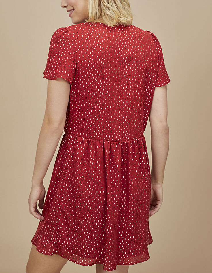 Robe grenat imprimé pois dorés I.Code-3