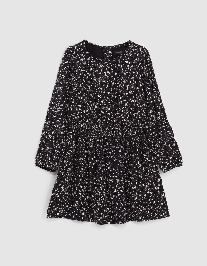 Girls’ 2-in-1 black rock print dress + velvet sweatshirt - IKKS
