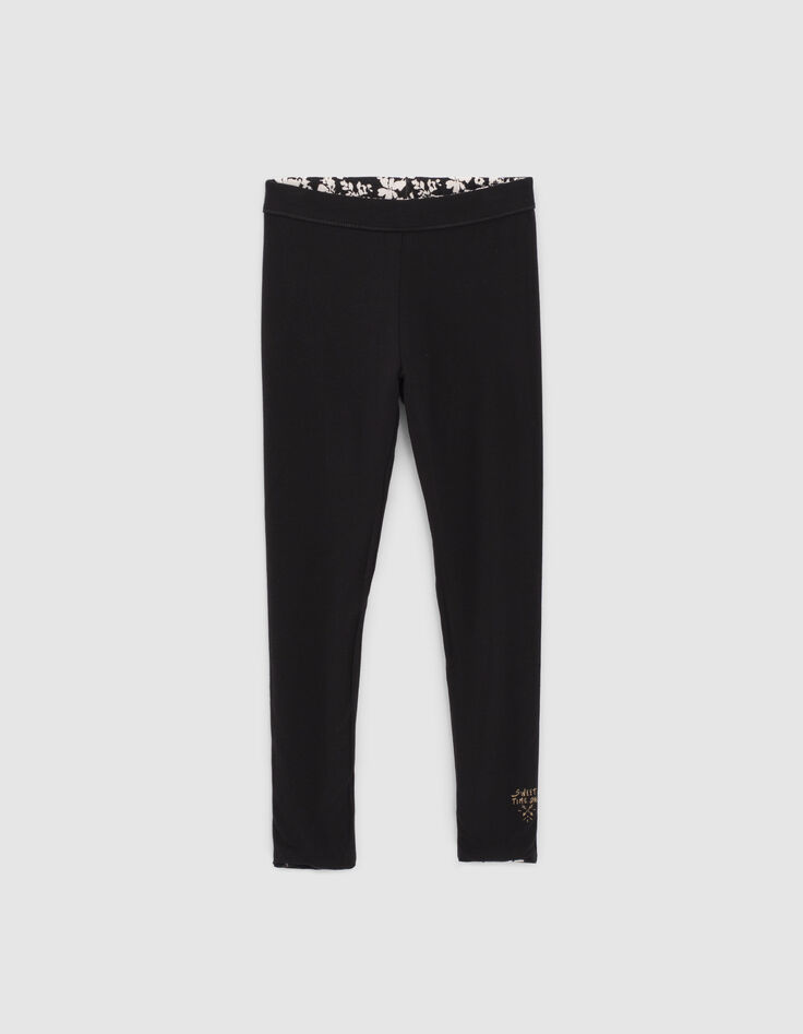 Omkeerbare legging zwart en grafische print meisjes-4