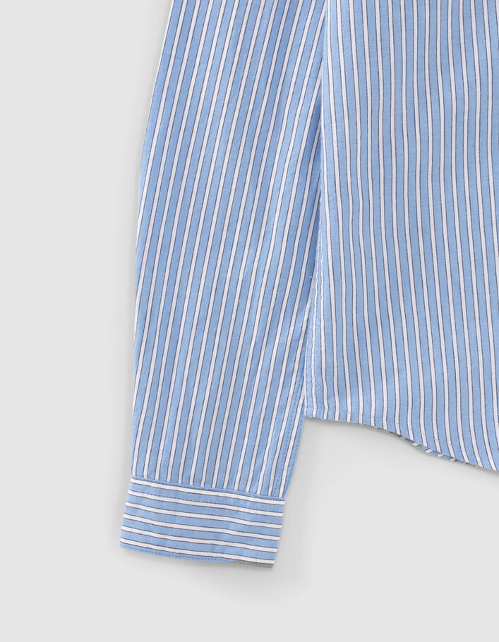 Boys’ ecru shirt with blue stripes-5
