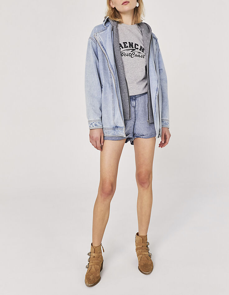 Cazadora denim acid wash capucha mujer-6