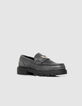 Women’s grey leather moccasins with lugged soles-2