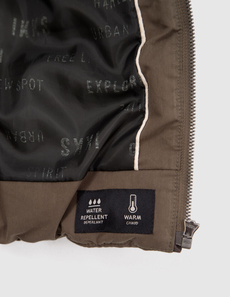 Boys’ khaki double opening pocket padded jacket-4