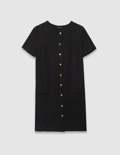 Schwarzes Damenkurzkleid vorne geknöpft - IKKS