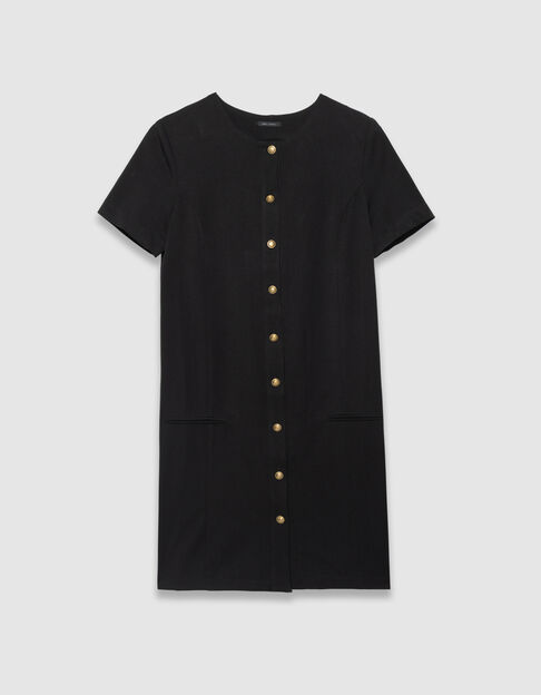 Schwarzes Damenkurzkleid vorne geknöpft - IKKS