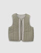 &Auml;rmellose, wendbare Weste in Khaki und Gingham M&auml;dchen-5