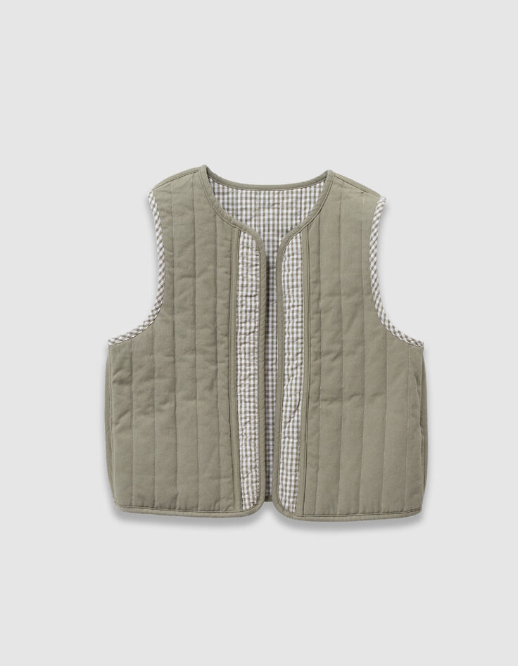 &Auml;rmellose, wendbare Weste in Khaki und Gingham M&auml;dchen-5