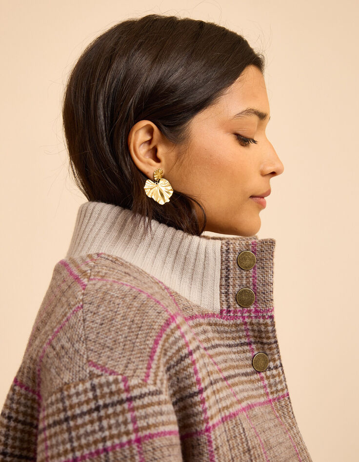 Manteau camel motif carreaux I.Code-3