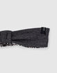 Bandeau réversible noir imprimé fleurs et gris bébé fille-5