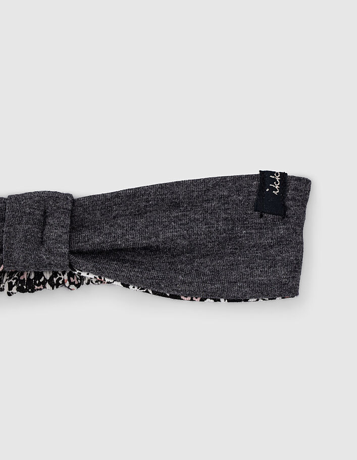 Omkeerbare haarband zwart met bloemenprint en grijs - IKKS