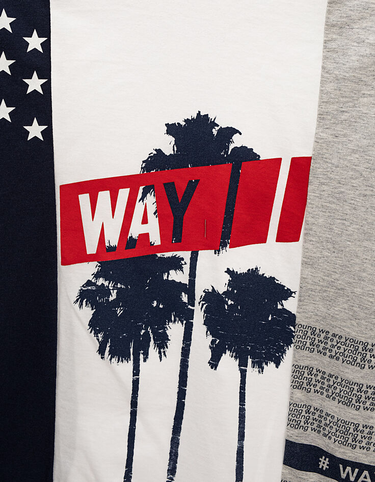Dreifarbiges Jungen-T-Shirt mit Palmen -2