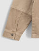 Beige jeansjacke mit abnehmbarer Kapuze-4
